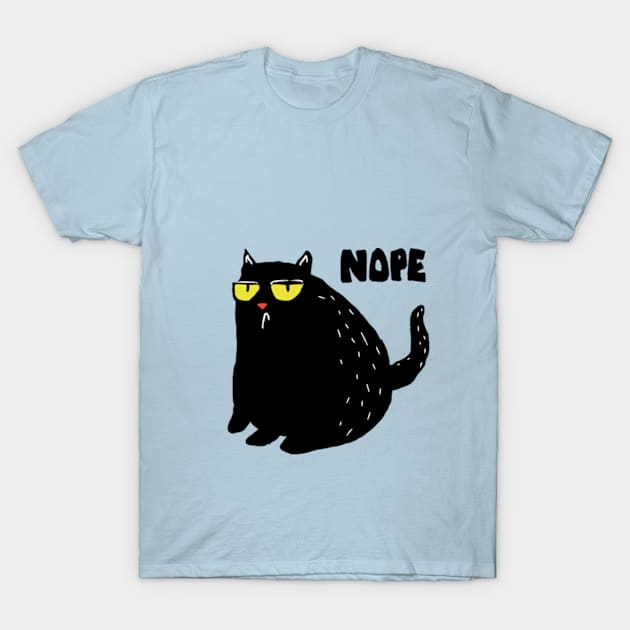 nope cat lazy T-Shirt by Roocolonia